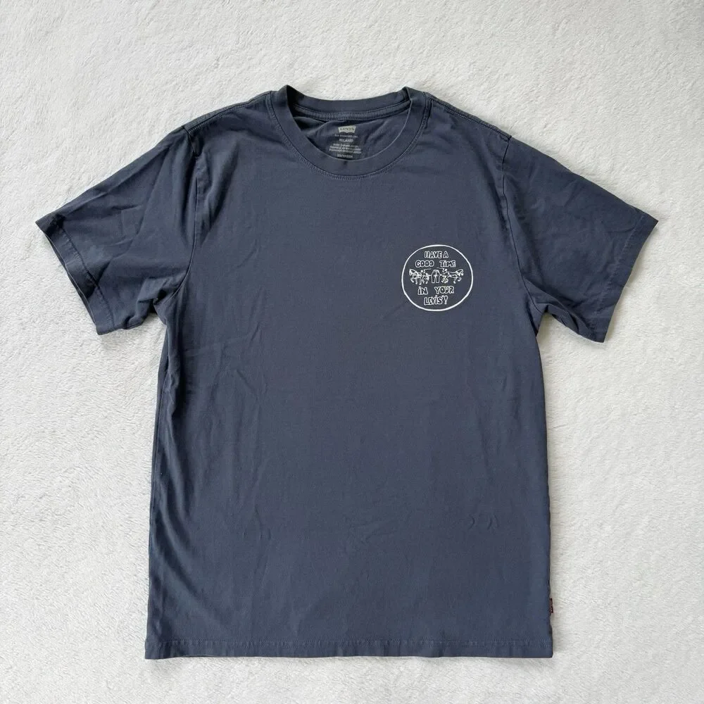Levi's Men's Relaxed Fit Logo T-Shirt Size XS Short Sleeve Blue Have A Good Time